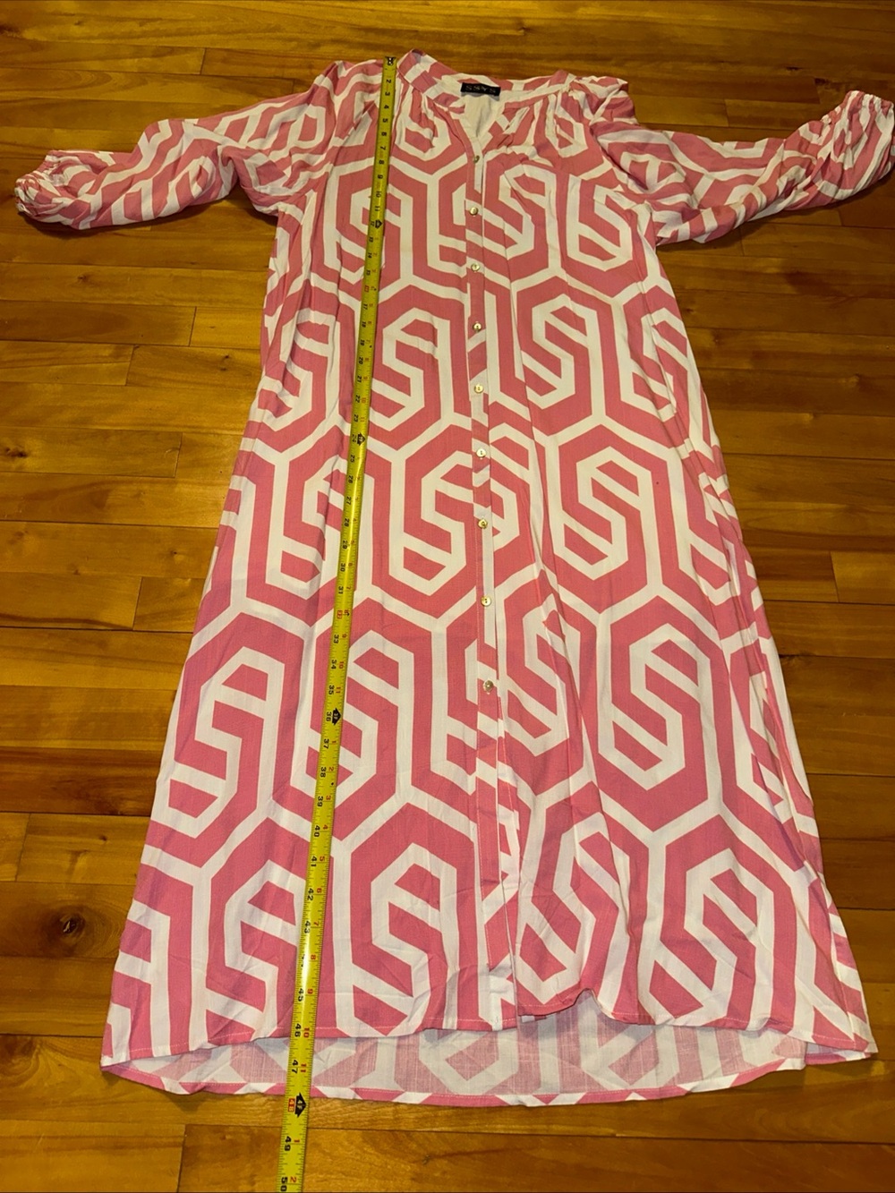 SSYS You've Got The Idea Pink Geometric Midi Dress  Medium 100% Cotton - Picture 8 of 9